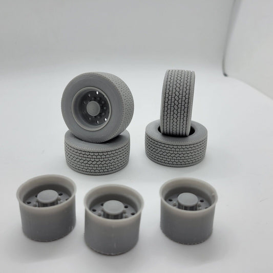 1/24 1/25 3d Printed Resin Super Single Drive Wheels With Tires For Semi Truck