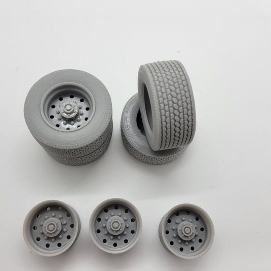 1/24 1/25 3d Printed Resin Super Single Trailer Wheels With Tires For Model Kit